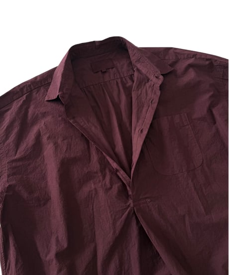 YOKO SAKAMOTO / PULLOVER SHIRT mix high count typewriter -BURGUNDY-