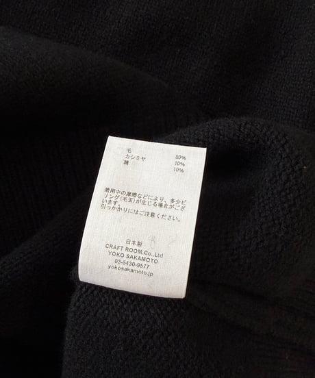 YOKO SAKAMOTO / RAGLAN CREW NECK KNIT wool×cashimere×silk -BLACK-