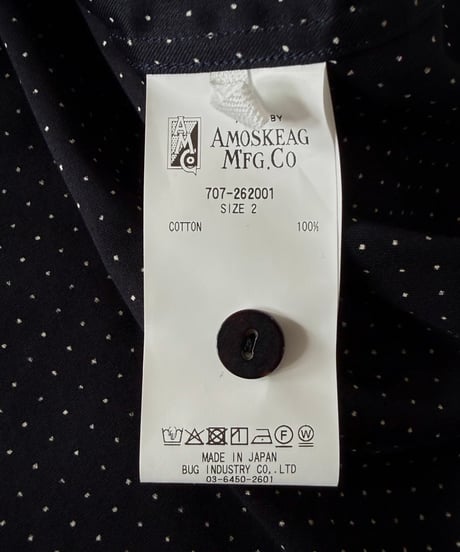 AMOSKEAG / OPEN COLLAR SHIRT -NAVY DOT-