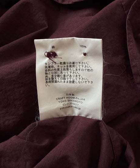 YOKO SAKAMOTO / PULLOVER SHIRT mix high count typewriter -BURGUNDY-