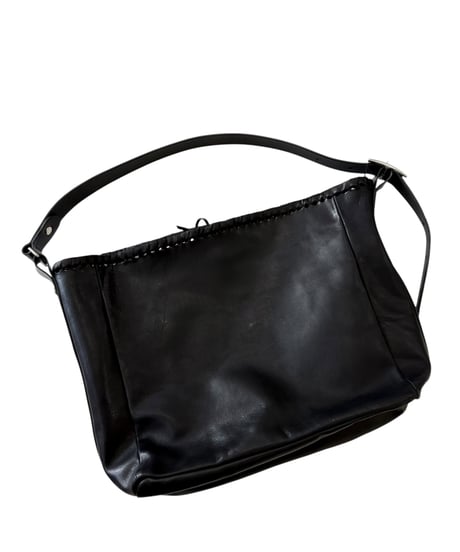 Post Production / 2 POCKET TOTE BAG mesh horse wax -BLACK-