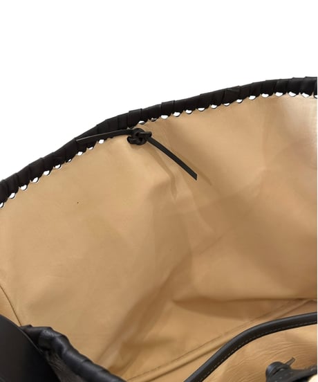 Post Production / 2 POCKET TOTE BAG mesh horse wax -BLACK-