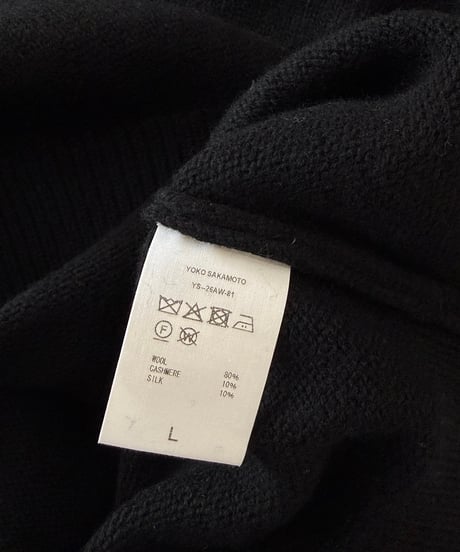 YOKO SAKAMOTO / RAGLAN CREW NECK KNIT wool×cashimere×silk -BLACK-