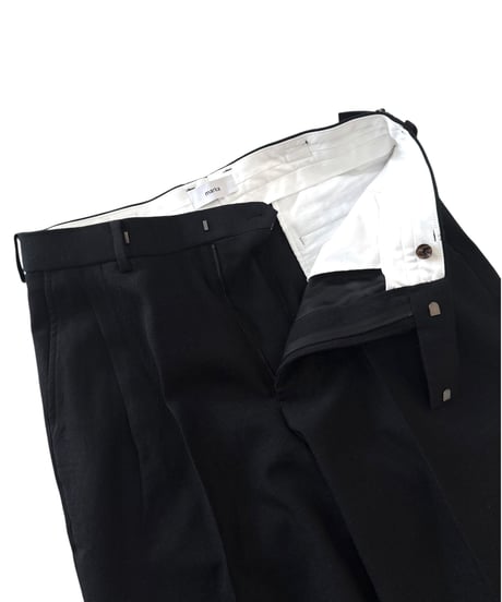marka / Tumbled Wool Serge / Regular Fit Straight Trousers -Chambray Black-