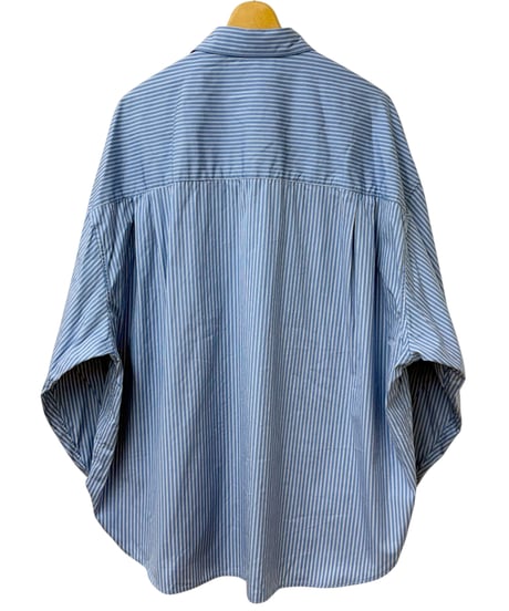 refomed / WRIST PATCH WIDE SHIRT "STRIPE" -SAX-