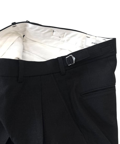 marka / Tumbled Wool Serge / Regular Fit Straight Trousers -Chambray Black-