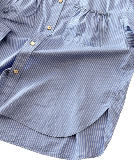refomed / WRIST PATCH WIDE SHIRT "STRIPE" -SAX-