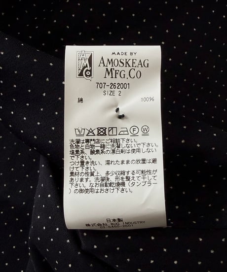 AMOSKEAG / OPEN COLLAR SHIRT -NAVY DOT-