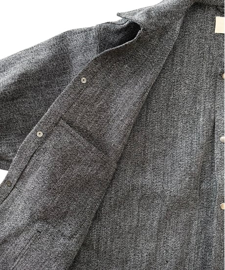YOKO SAKAMOTO /  WORK SHIRT max high count hemp -BLACK×BEIGE-