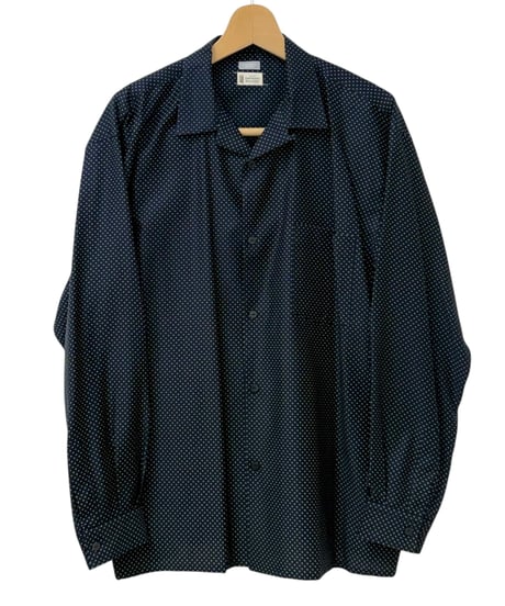 AMOSKEAG / OPEN COLLAR SHIRT -NAVY DOT-