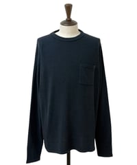 SANMONT / Silk Noir Knit L/S Crew Neck - Dark Navy -
