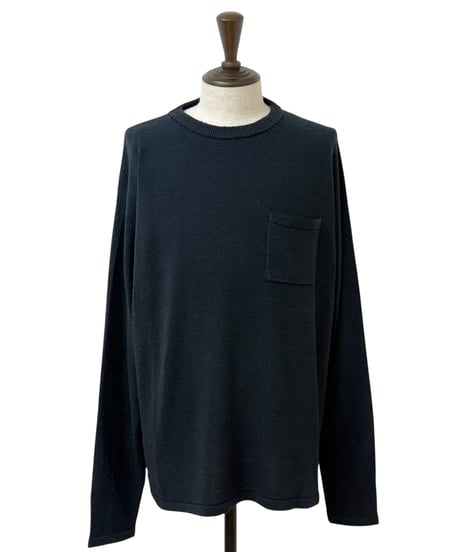 SANMONT / Silk Noir Knit L/S Crew Neck - Dark Navy -