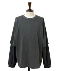 【26AW】 refomed / FRESH MAN LAYERED TEE “CHECK” -CHARCOAL-