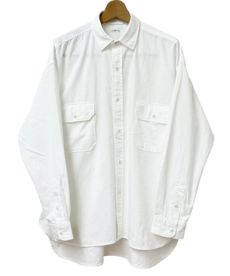SANMONT / Cotton Chambray Work Shirt - WHITE -