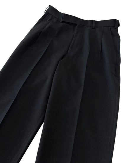 marka / Tumbled Wool Serge / Regular Fit Straight Trousers -Chambray Black-