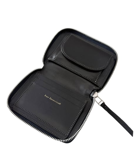 Post Production / MID WALLET horse nuback -VINTAGE BLACK-