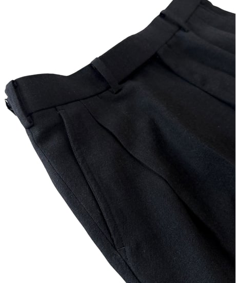 marka / Tumbled Wool Serge / Regular Fit Straight Trousers -Chambray Black-