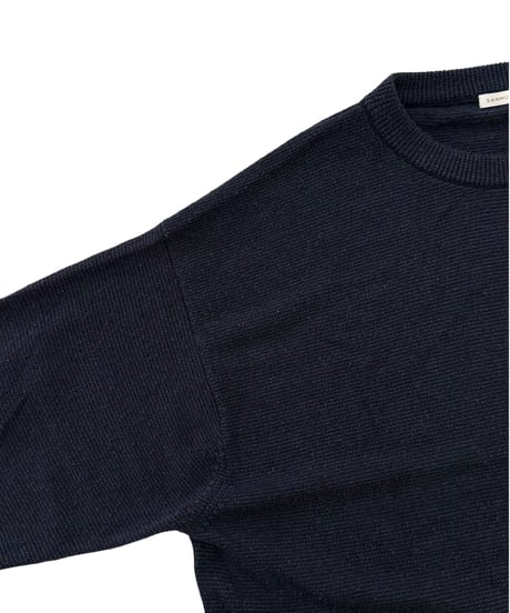 SANMONT / Silk Noir Knit L/S Crew Neck - Dark Navy -