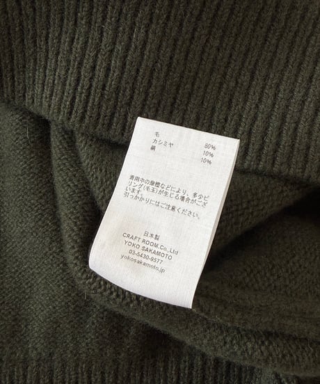 YOKO SAKAMOTO / RAGLAN CREW NECK KNIT wool×cashimere×silk -OLIVE-