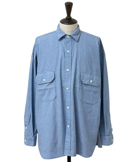 SANMONT / Cotton Chambray Work Shirt - BLUE -