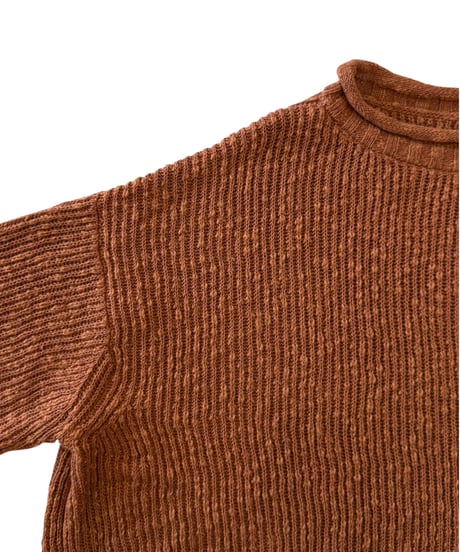 nakedgauge / COTTON LINEN LOOSE FIT SWEATER -BROWN-