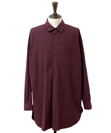 YOKO SAKAMOTO / PULLOVER SHIRT mix high count typewriter -BURGUNDY-
