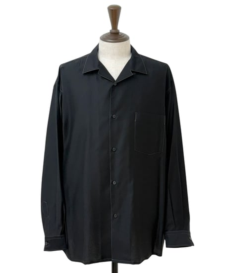 AMOSKEAG / OPEN COLLAR SHIRT -BLACK-