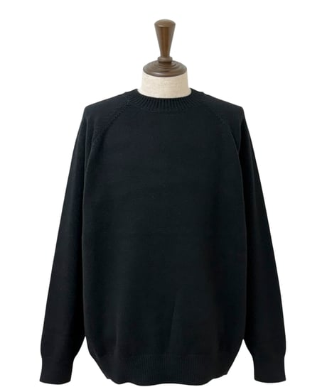 YOKO SAKAMOTO / RAGLAN CREW NECK KNIT wool×cashimere×silk -BLACK-