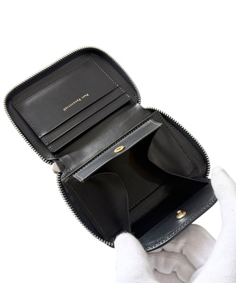 Post Production / MID WALLET horse nuback -VINTAGE BLACK-