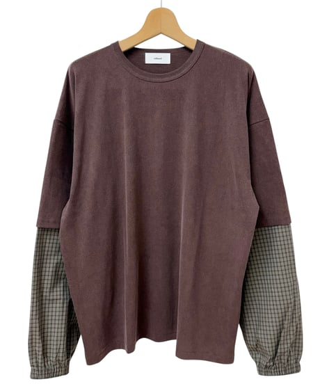 【26AW】 refomed / FRESH MAN LAYERED TEE “CHECK” - BROWN-