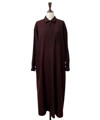 YOKO SAKAMOTO / SHIRT DRESS wool gabardine -BLACK×BROWN-