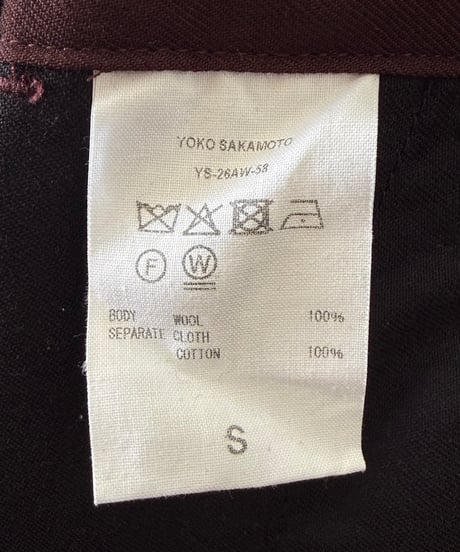 YOKO SAKAMOTO / RELAX EASY PANTS wool gabardine -BLACK×BROWN-