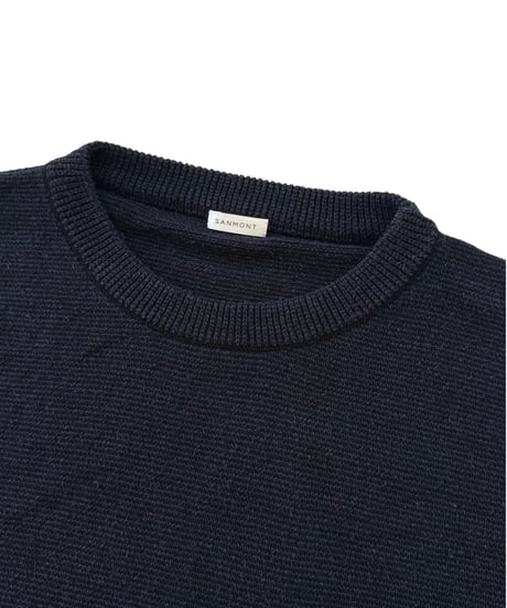 SANMONT / Silk Noir Knit L/S Crew Neck - Dark Navy -