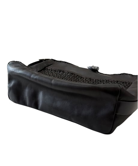 Post Production / 2 POCKET TOTE BAG mesh horse wax -BLACK-