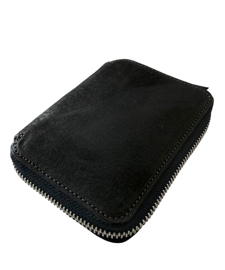 Post Production / MID WALLET horse nuback -VINTAGE BLACK-