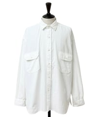 SANMONT / Cotton Chambray Work Shirt - WHITE -