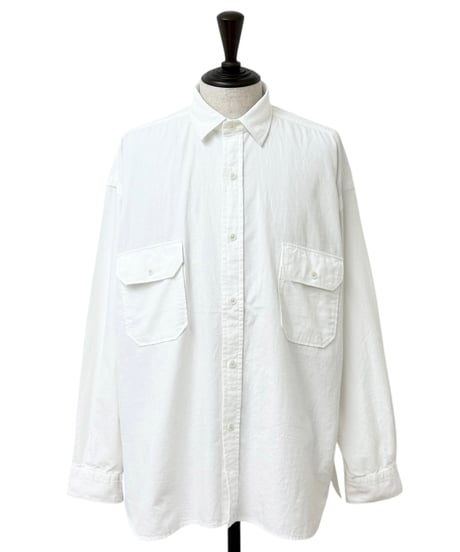 SANMONT / Cotton Chambray Work Shirt - WHITE -
