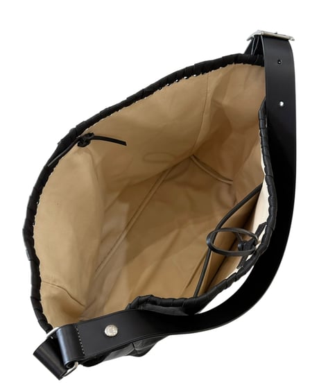Post Production / 2 POCKET TOTE BAG mesh horse wax -BLACK-