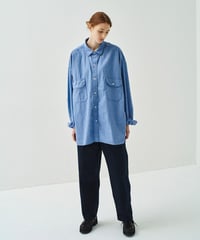 SANMONT / Cotton Chambray Work Shirt - BLUE -