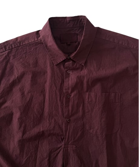YOKO SAKAMOTO / PULLOVER SHIRT mix high count typewriter -BURGUNDY-
