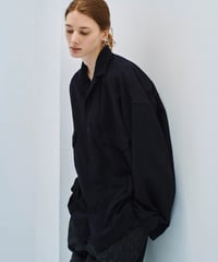 SANMONT /  ウールオープンカラーシャツ - Navy -
