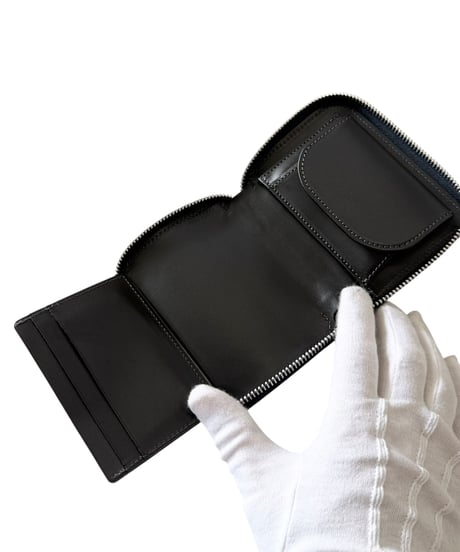 Post Production / MID WALLET horse nuback -VINTAGE BLACK-