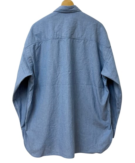 SANMONT / Cotton Chambray Work Shirt - BLUE -
