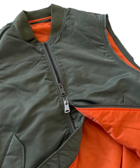 The DUFFER N NEPHEWS / CUT OFF FLIGHT VEST -SAGE GREEN-