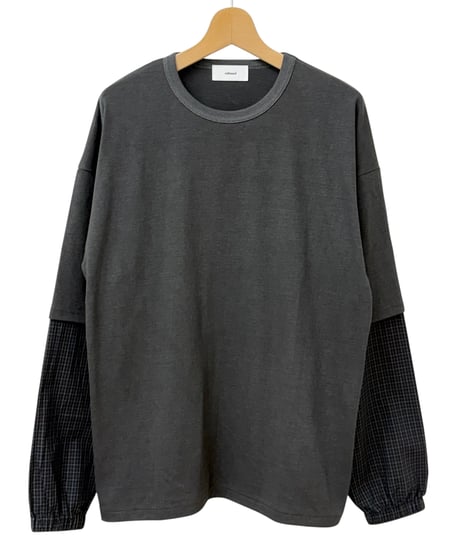【26AW】 refomed / FRESH MAN LAYERED TEE “CHECK” -CHARCOAL-