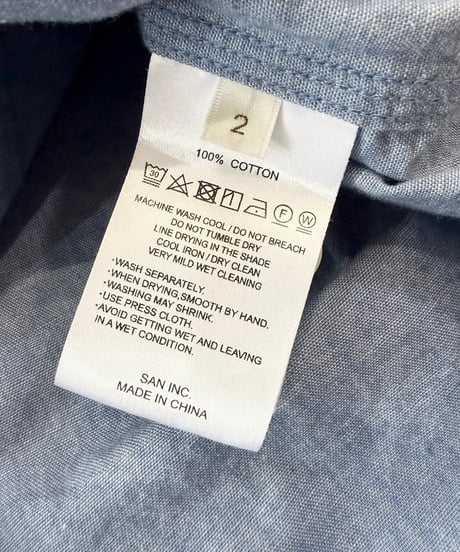 SANMONT / Cotton Chambray Work Shirt - BLUE -