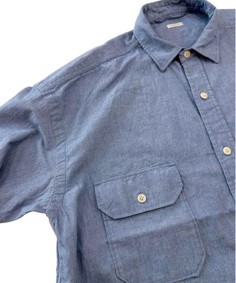 SANMONT / Cotton Chambray Work Shirt - BLUE -