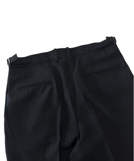 marka / Tumbled Wool Serge / Regular Fit Straight Trousers -Chambray Black-