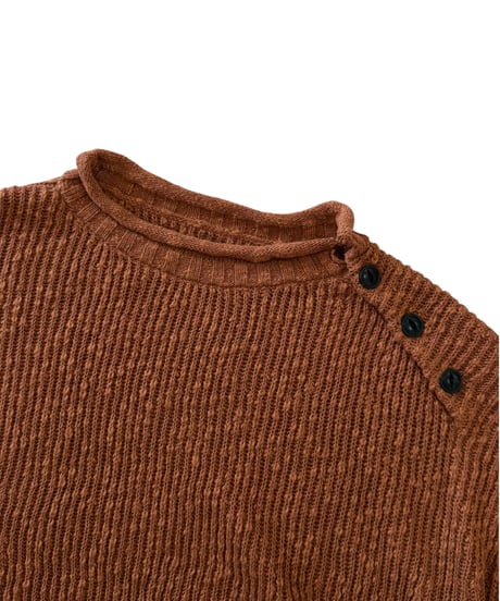nakedgauge / COTTON LINEN LOOSE FIT SWEATER -BROWN-
