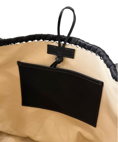 Post Production / 2 POCKET TOTE BAG mesh horse wax -BLACK-